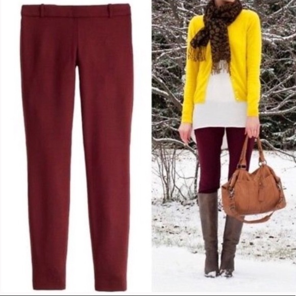 J. Crew Skimmer Ankle Pants Maroon  2 - Picture 2 of 3